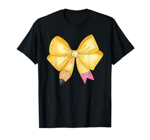Coquette Bow Pencil Back to School First Day Teacher Student T-Shirt