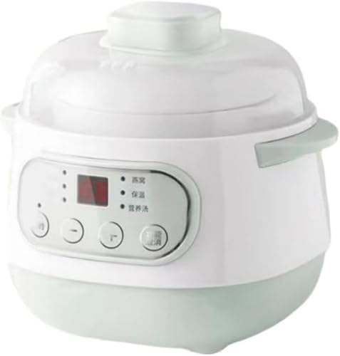 電気煮込み鍋 セラミックスープポット 電気鍋 2人用 スロークッカー 家庭用焦げ付き防止ミルク鍋 自動予約防水煮込み鍋 電気なべ 簡単調理 保温モード 調理鍋 コンパクト なべ 一人暮らし 蒸し 料理 マルチ調理 寮・オフィス用 (グリーン,電気シチュー鍋