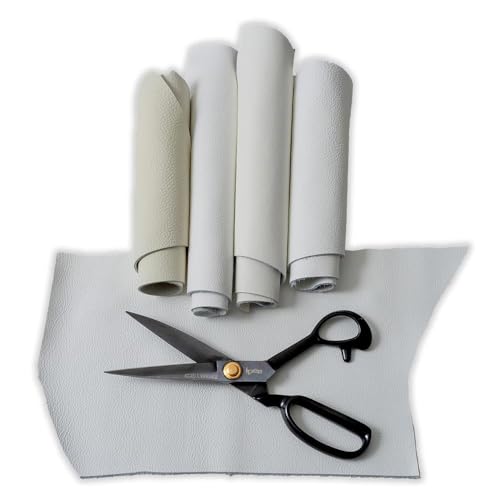 IPEA 500 Grammes Chutes de Cuir Véritable couleur Blanc - Made in Italy - Découpes dans Différentes Formes Nuances, Épaisseurs et Types - 4 Coupelles de Cuir Premium - Restes de Production Artisanale