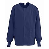 Medline ComfortEase Unisex Crew-Neck Warm Scrub Jacket with Knit Cuff, Midnight, Size X-Large