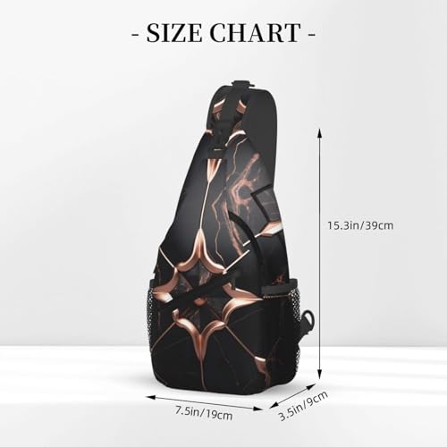Bolso cruzado Black Rose Gold Marble2 unisex miniatura 3