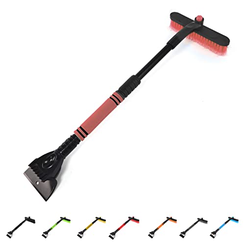 Rest-Eazzzy Snow Brush Extendable, 2 In 1 Ice Scraper For Car Windshield With Foam Grip And Rotating Brush Head, Heavy Duty Abs (Pink) #TOP23