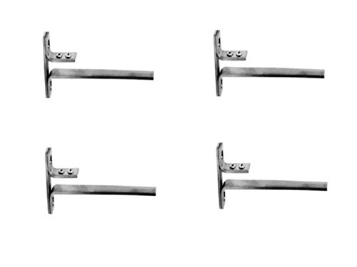 Smart Shophar Stainless Steel F Type Glass Shelf Bracket Rectangle (8 Inches 8 Mm, Set of 4, Silver)