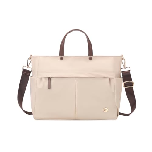 Laptop Bag for Women Large Tote Bag for 15.6 inch Computer Waterproof Business Office Work Bag (BEIGE)