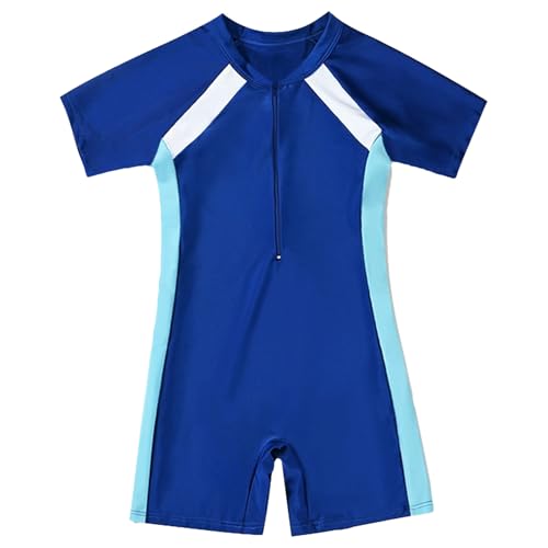 HTTDSLF Fato de banho de uma peça para menina, fato de banho de uma peça com mangas curtas com proteção solar, fato de banho natação e verão, com fecho de correr, roupa de banho Swimsuit, para meninos
