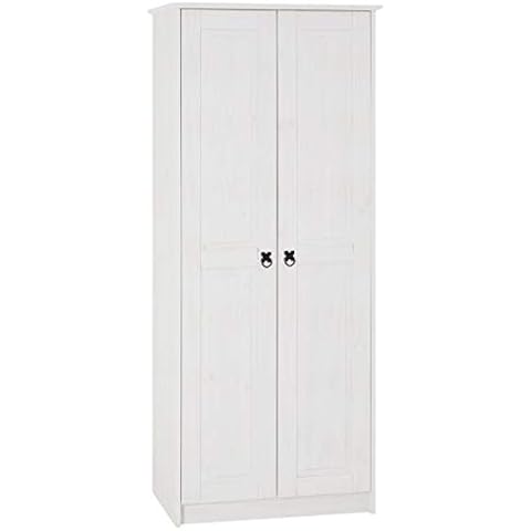 CARO-Möbel Kleiderschrank RESIDENCIA Schlafzimmerschrank Wäscheschrank in weiß,Kiefer massiv 2 Türen Cover