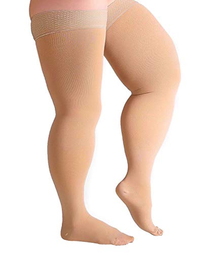 Image of Runee Wide Thigh High Closed Toe Compression Stockings - 20-30mmHg Compression Designed For People With Wide Thigh And Calves