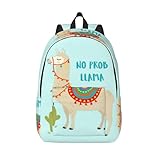 SDFHU Lindo Dibujos Animados Llama Impresión de Cactus Mochila de Lona Mochila Portátil Mochila Diario - Moda Vintage para Hombre y Mujer, Negro , M
