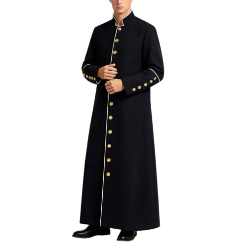 Cassock de sacerdote para hombre sotana romana de iglesia con cuello alto bata medieval para halloween