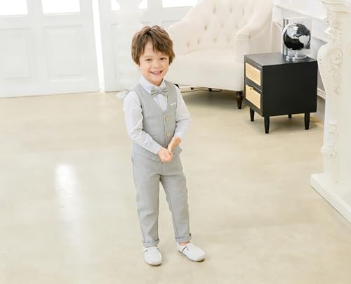 Image of Baby Boys' 4-Piece Vest Set with Dress Shirt, Vest, Pants, and Tie