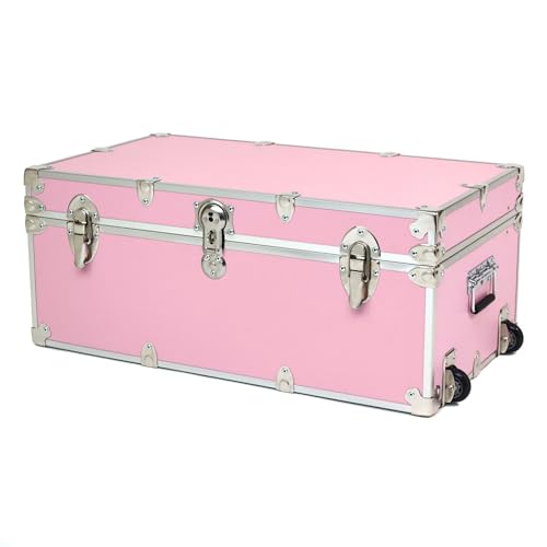 Image of Rhino Trunk & Case Large Essential Trunk With Wheels 32 inchx18 inchx14 inch, 1000+ lbs Capacity - Many Colors. Strong, USA Made Summer Camp Footlocker, and Secure College Dorm Storage Chest