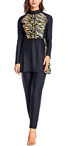 KXCFCYS Muslimische Badeanzüge für Frauen, bescheidene Bademode, Übergröße, Langarm-Badeanzug, Burkini, schwarz 2, XX-Large Cover