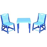 Ecoshine Supplies Kids Study Set Children's Table and Chairs Set for Boys & Girls, 2 Chairs with Activity Table, Indoor Outdoor Furniture Study Table for Kids Gift Boxed (Light Blue)