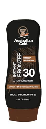 Australian Gold Sunscreen Lotion with Instant Bronzer, Broad Spectrum, Water