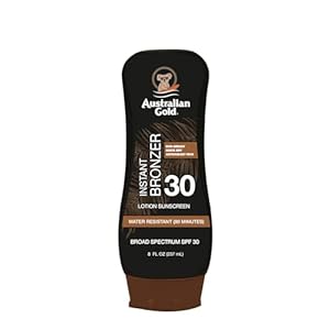 Australian Gold Sunscreen Lotion with Instant Bronzer, Broad Spectrum, Water Resistant, Non-Greasy, Oxybenzone Free, Cruelty Free, SPF 30, Coconut, 8 Fl Oz (A70902)