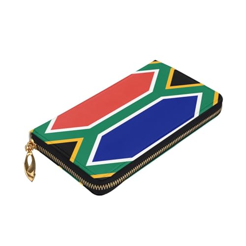 South African flag Women's Wallet Long Zip Around, Premium Vegan Leather Wallet with 12 Card Holders, Large Capacity,Gift Ready Packaging4
