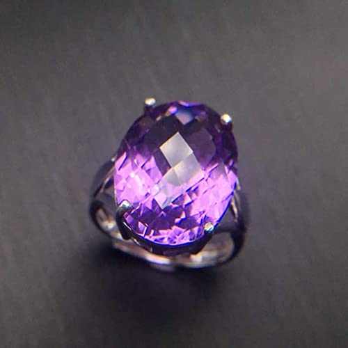 Bague améthyste naturelle 11ct argent 925 grande pierre ovale 13x18mm bijoux femmes