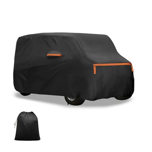 FUELHOOD Nissanに対応 ルークスRoox用345*148*165cm車カバー スパンレース綿 新型100%防水生地&5層構造 裏起毛 塗装面保護 梅雨 軽自動車 破れにくい 雹対策 防風ロープ付き 耐強風 運転席側ジッパー 夜間安全警告 日焼け防止 凍結防止 霜除け 内装パーツ アクセサリー