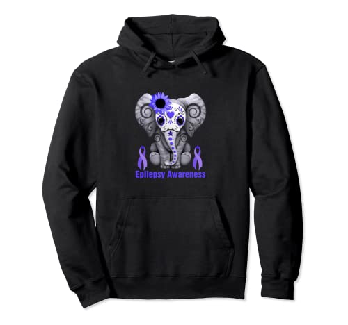 Ph Elephant Purple Ribbon Costume Epilepsia Awareness Sudadera con Capucha