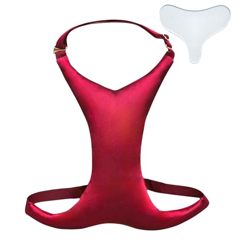 L' UNĒ Sujetador Anti-Arrugas Escote, Lune Rouge con Regalo Parche de Silicona. Sujetador para Dormir Antiarrugas. Sujetador de Noche - para Guidar la Piel del Escote. Rojo Burdeos. Talla Unica