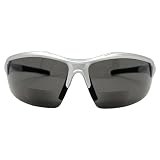 Incredible Bargains The Omega, occhiali da sole bifocali unisex sportivi e avvolgenti da lettura, ANSI Z87.1, Argento, Large