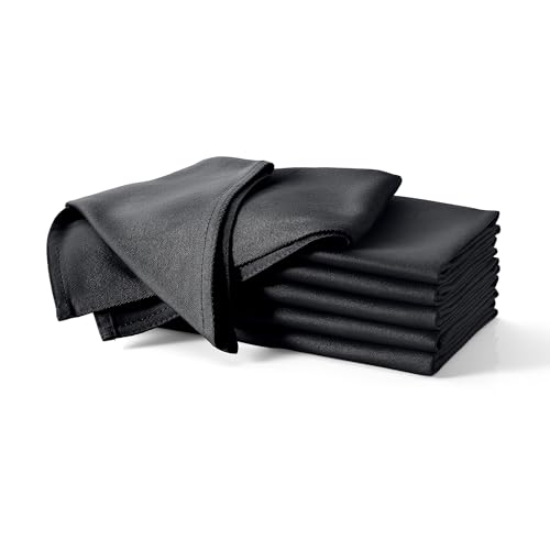 JF.kitchen® | 12 Stoffservietten mit Faltanleitung aus extra hochwertiger Baumwolle 40x40cm (Schwarz)