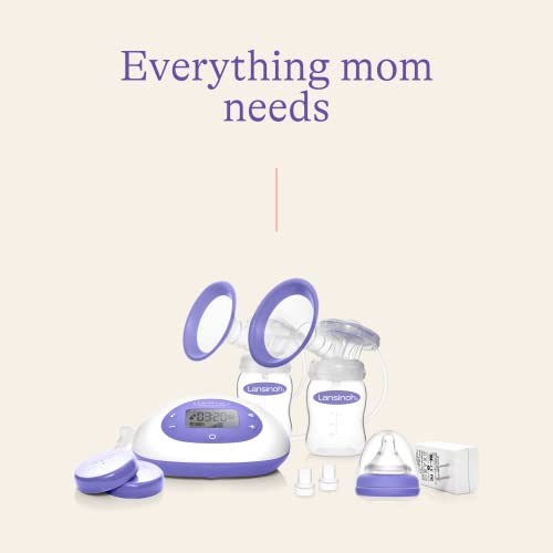 Lansinoh Oh Baby Newborn Essentials Kit – Signature Pro Double Electric Breast Pump with 25mm Flanges, 2 Feeding Bottles + 3 Count 5 oz Anti-Colic Baby Bottles with Slow Flow Silicone Nipples