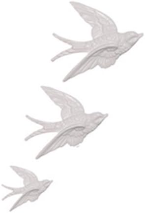Ceramic Swallows, Set of 3 (White)