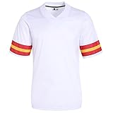 DEHANER Mens Blank Football Jerseys Hip Hop Hipster T-Shirt Practice Replica Outdoor Tops Game Halloween Red/Yellow Stripe-White Jersey Size X-Large