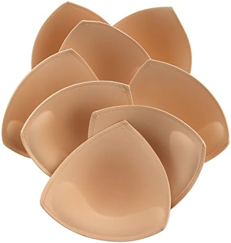 KSang Bra Pads Inserts 4 Pairs - Sewn Edges Breast Padding for Sports Bras Swimsuits Bikini Push up Bra Cups Inserts for D Cup