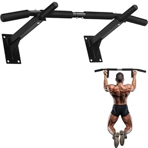 GRANDMA SHARK Pull Up Bar Wall Mounted, Chin Up Bar with Foam Padded Hand Grips, Upper Body Workout Bracket Bar for Home Gym Exercise Strength Training, Heavy Duty 200kg / 440lbs