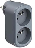 Max Power: 3500W Electraline 531196 Adaptateur Fiche Multiprise Biplite Prima 2 Prises françaises 16A, Adaptateur Murale, Blanc