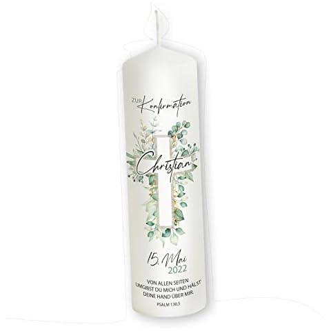 Vela de confirmación personalizada con diseño de cruz de hojas Cover