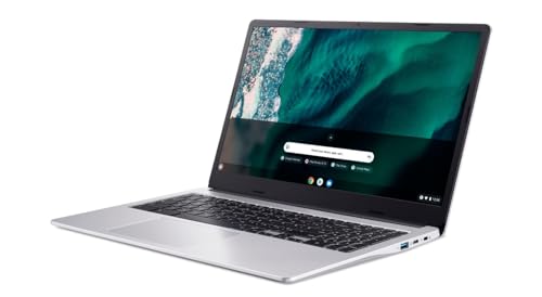 Image of New Chr.ome book Business and Student 315 Laptop 15.6 inch HD 4-Cores Pentiu.m N6000 Processor 4GB RAM LPDDR4X 128GB eMMC DTS Audio Webcam Numeric Keypad USB-C up to 10 Hours Long Battery Life Silver