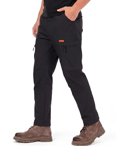Elainone Wanderhose Herren Outdoor Hosen Stretch Trekkinghose Arbeitshosen Männer Mit 5 Taschen für Viele Outdoor-Aktivitäten Schwarz L