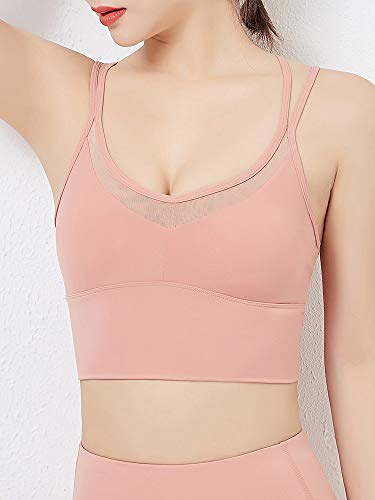 pedkit Sutiã esportivo feminino de secagem rápida malha de emenda push-up à prova de choque e acolch