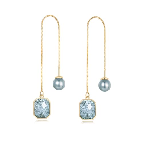 14K Gold Chain Dangle Earrings, Tassel and Drop Design, Natural Stone, Travel and Formal Wear