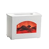 Sharplace Luftbefeuchter USB Realistischer Flammeneffekt Kleiner wasserloser Aromatherapie-Diffusor mit automatischer Abschaltung für das Auto im Büro zu Hause, Weiß