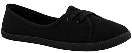 Elara Ballerines Femme Lacets Plat Chunkyrayan 3955A-A-Schwarz-41