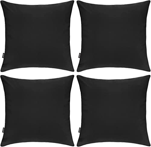 Coddsmz 4 Pack Decorative 100% Cotton Pillow Covers Square Cushion Cover Solid Diy Throw Pillowcase For Home Bed Sofa Car Couch Living Room Bedroom,Black,4 Pack-18" X 18"/45X45Cm #TOP12