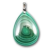 天眼マラカイト 孔雀石 36mmペアシェイプ ペンダントトップ 16.9g 【榎本通商 22275】