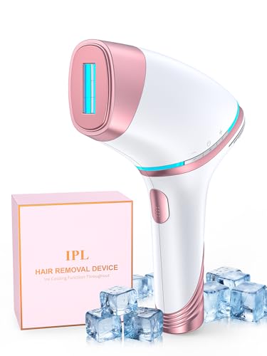 Epilatore Luce Pulsata Con Ghiaccio 5℃, Luce Pulsata Laser 21J Con 3 Teste Magnetiche Intercambiabili, 5 Livelli di Energia Luce Pulsata Illimitati, Perfetto Per Donne,Tutto Il Corpo