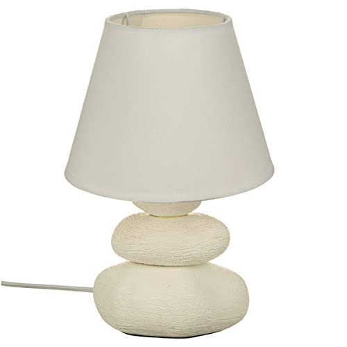 Atmosphera - Lampe Mer striée - céramique H30 cm - Blanc