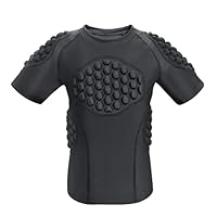 Topeter Padded Compression Shirt, Youth Protective Gear Short Sleeve Shirts, Rib Protection Underwear for Boys, Kids, Girls YXL