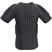 Topeter Football Padded Shirt for Youth, Kids Compression Rib Protector Shirts with Rib/Chest/Shoulder/Back Pads