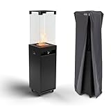 MF – Gas-Heizstrahler für den Außenbereich, tragbar, mit schwarzem gehärtetem Glas, bis 8 kW