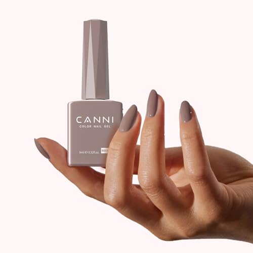 CANNI Light Brown Gel Nail Polish, 1Pcs Nude Grey Color Nail Polish, Gel High Gloss Soak Off U V Gel Nail French Nail Manicure Salon DIY