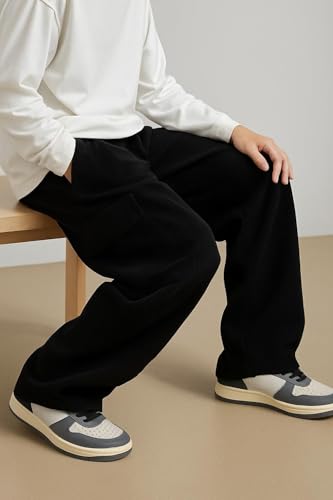 Image of INKKR Men's Polyester Causal Lightweight Elastic Waist with Drawstring Comfortable Loose Fit Trouser Pant