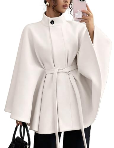 Image of Cape Coat for Women Winter Wool Coats Poncho Peacoat Belted Jacket BGL