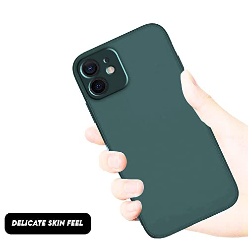 Image of Back Case Cover for iPhone 12 Mini Back Cover Case Camera Protection Soft Liquid Silicone Protective Back Cover Designed for iPhone 12 Mini (Green)
